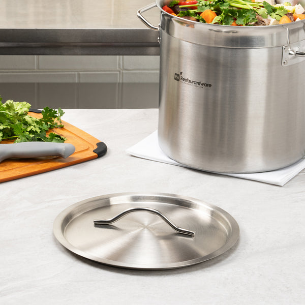 Restaurantware Met Lux Stainless Steel Sauce Pan Lid - Fits 7.5 And 13.5 Qt - 1 Count Box