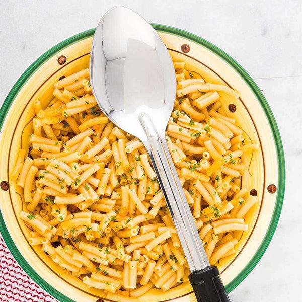 Restaurantware Met Lux Stainless Steel Serving Spoon - Solid With Black Plastic Handle - 13" - 1 Count Box