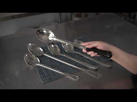 Restaurantware Met Lux Stainless Steel Serving Spoon - Solid With Black Plastic Handle - 11" - 1 Count Box
