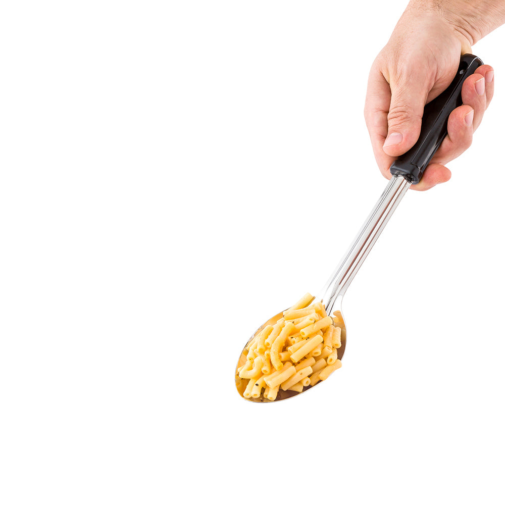 restaurantware Met Lux Stainless Steel Serving Spoon - Solid with Black Plastic Handle - 13" - 1 count box