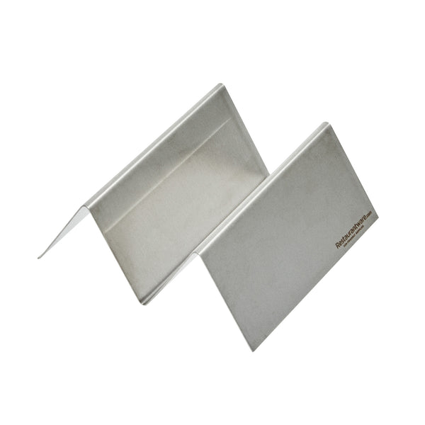 Restaurantware Met Lux Stainless Steel Single Taco Holder - With 1 Or 2 Compartments - 4 1/4" X 4" X 1 1/2" - 1 Count Box