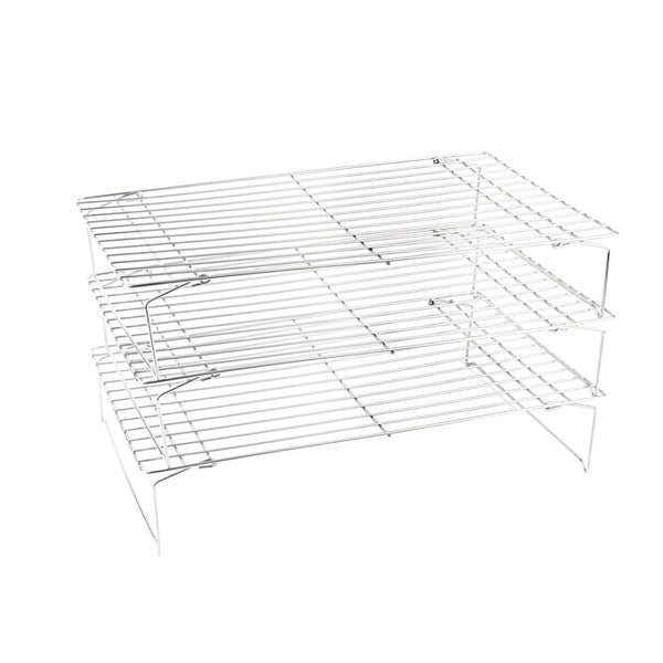Restaurantware Met Lux Stainless Steel Stackable Cooling Rack Set - 3 Tier - 15 3/4" X 9 3/4" X 8 1/4" - 1 Count Box