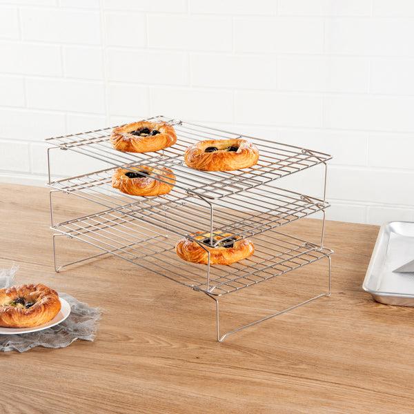 Restaurantware Met Lux Stainless Steel Stackable Cooling Rack Set - 3 Tier - 15 3/4" X 9 3/4" X 8 1/4" - 1 Count Box