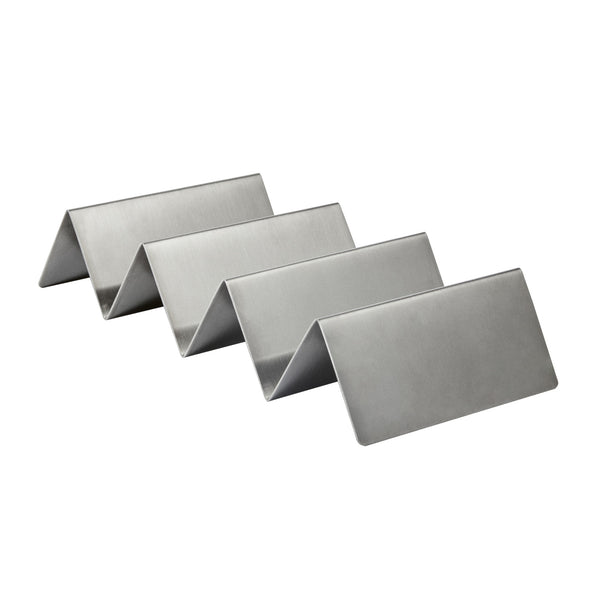 Restaurantware Met Lux Stainless Steel Triple Taco Holder - With 3 Or 4 Compartments - 8 1/2" X 4" X 1 1/2" - 1 Count Box