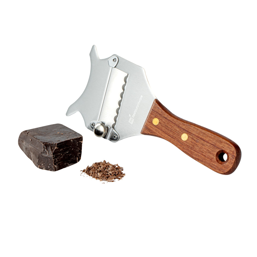 restaurantware Met Lux Stainless Steel Truffle Slicer / Chocolate Shaver - with Wooden Handle - 7 1/2" x 3 1/4" - 1 count box