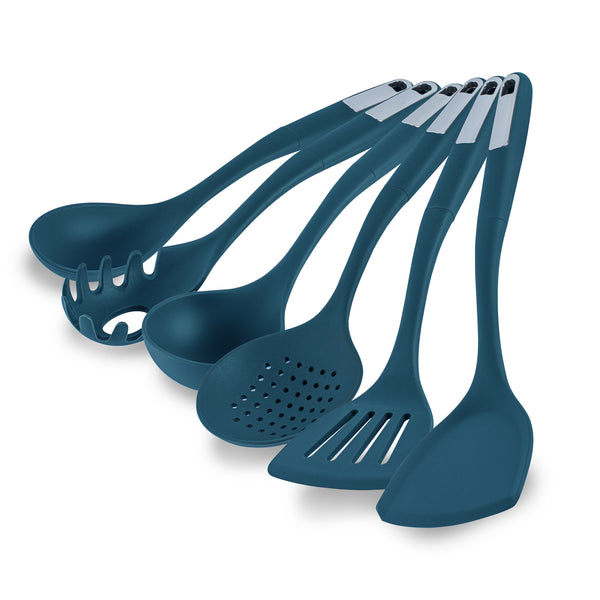 Restaurantware Met Lux Teal Silicone Cooking Utensil Set - 6-Piece - 10 Count Box