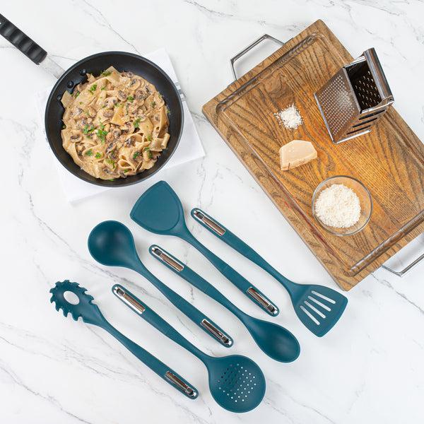 Restaurantware Met Lux Teal Silicone Cooking Utensil Set - 6-Piece - 10 Count Box