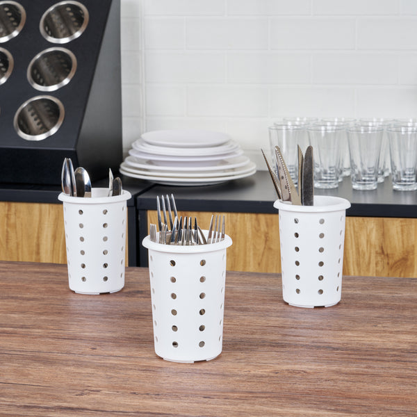 Restaurantware Met Lux White Perforated Plastic Flatware Cylinder - 1 Count Box