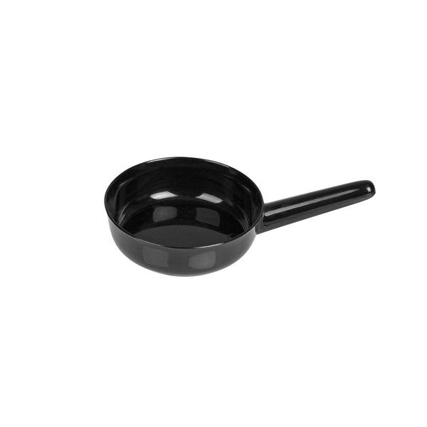 Restaurantware Mini Serve 1 Oz Round Black Plastic Mini Sauce Pan - 3 1/4" X 2" X 1/2" - 100 Count Box