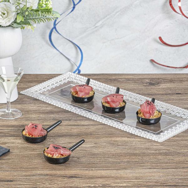 Restaurantware Mini Serve 1 Oz Round Black Plastic Mini Sauce Pan - 3 1/4" X 2" X 1/2" - 100 Count Box