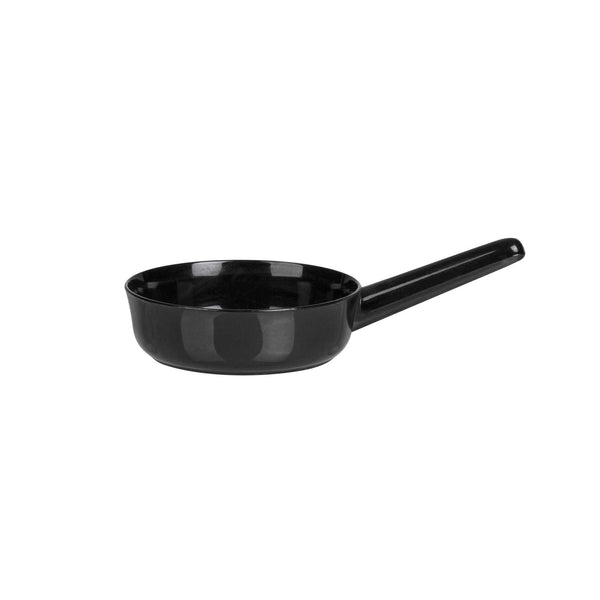 Restaurantware Mini Serve 1 Oz Round Black Plastic Mini Sauce Pan - 3 1/4" X 2" X 1/2" - 100 Count Box