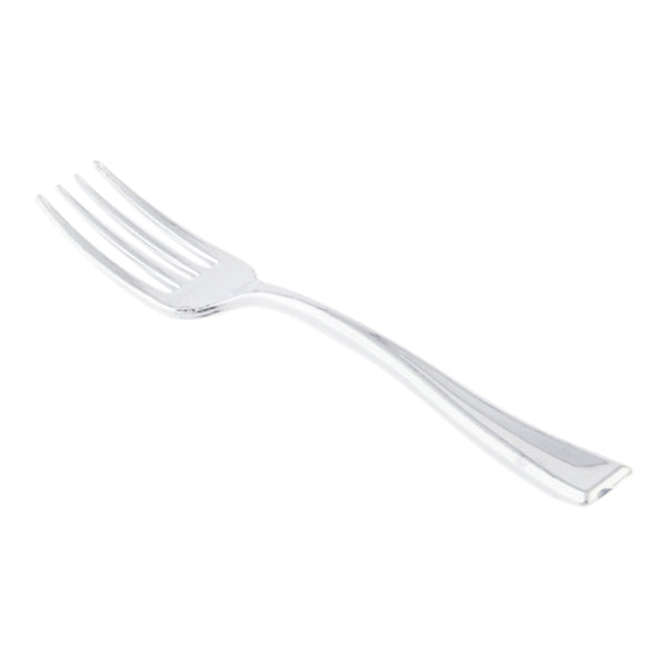 Restaurantware Mini Serve 100 3 Oz Clear Plastic Dekko Martini Glass And 100 Silver Plastic 4" Mini Forks