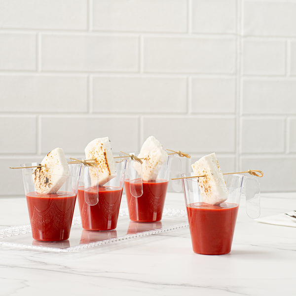 Restaurantware Mini Serve 2 Oz Clear Plastic Cup - With Handle - 2 3/4" X 2 3/4" X 3 1/4" - 100 Count Box