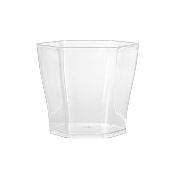 Restaurantware Mini Serve 2 Oz Hexagon Clear Plastic Glass - 1 3/4" X 1 3/4" X 1 3/4" - 100 Count Box