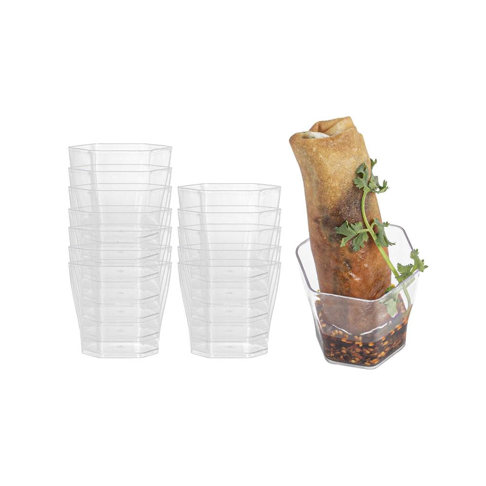 restaurantware Mini Serve 2 oz Hexagon Clear Plastic Glass - 1 3/4" x 1 3/4" x 1 3/4" - 100 count box