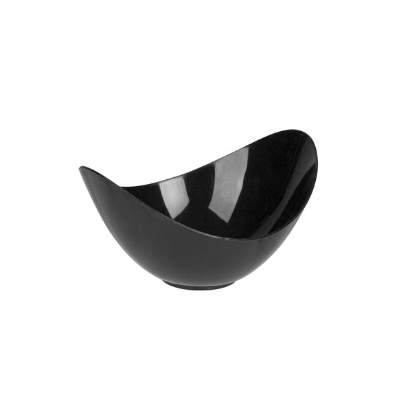 Restaurantware Mini Serve 2 Oz Oval Black Plastic Alato Tasting Dish - 3 1/2" X 2 3/4" X 1 3/4" - 100 Count Box