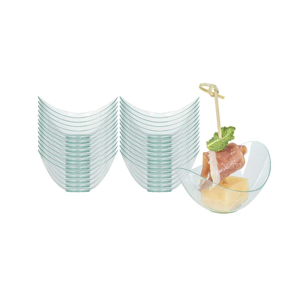 restaurantware Mini Serve 2 oz Oval Seagreen Plastic Alato Tasting Dish - 3 1/2" x 2 3/4" x 1 3/4" - 100 count box