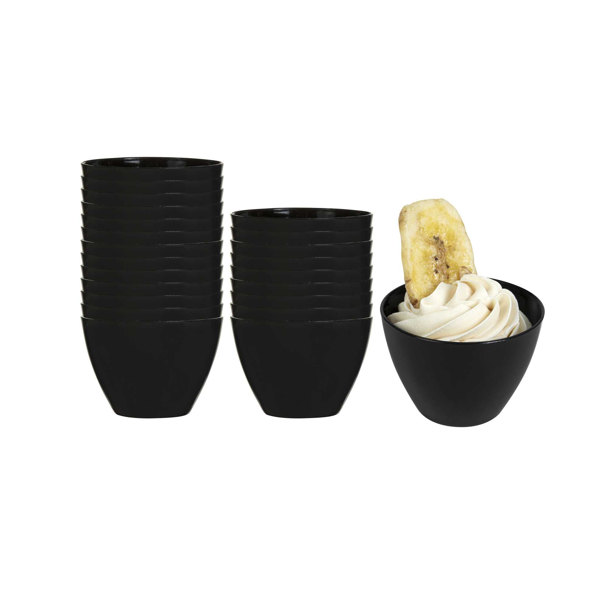 restaurantware Mini Serve 2 oz Round Black Plastic Mini Tasting Bowl - 2" x 2" x 1 1/2" - 100 count box