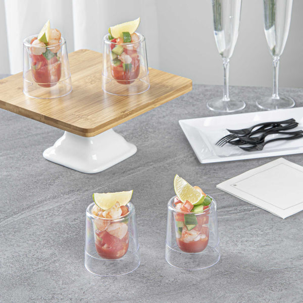Restaurantware Mini Serve 2 Oz Round Clear Plastic Double Walled Cup - 2" X 2" X 2 1/2" - 100 Count Box