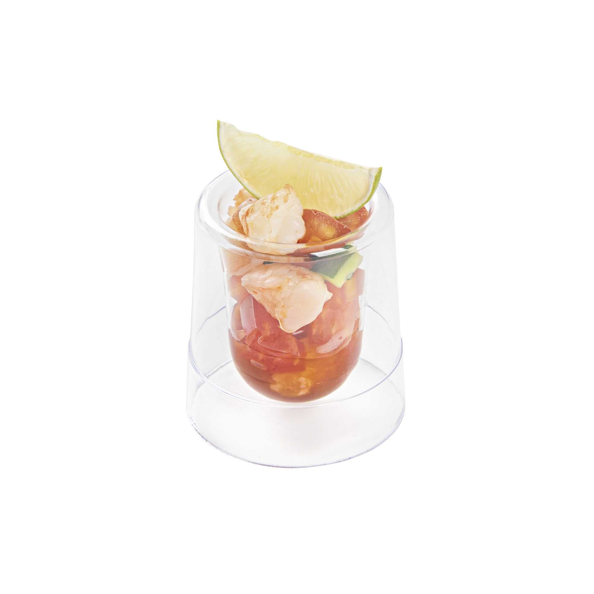 restaurantware Mini Serve 2 oz Round Clear Plastic Double Walled Cup - 2" x 2" x 2 1/2" - 100 count box