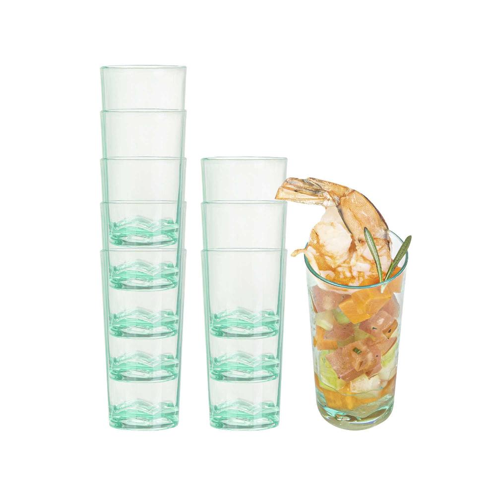 restaurantware Mini Serve 2 oz Round Seagreen Plastic Cannello Shot Glass - 1 1/2" x 1 1/2" x 3" - 100 count box