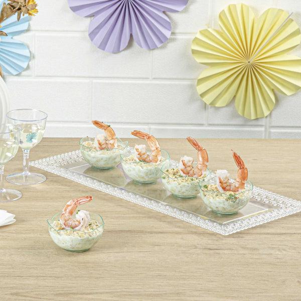 Restaurantware Mini Serve 2 Oz Round Seagreen Plastic Le Fleur Cup - 2 1/4" X 1 1/2" X 1 1/4" - 100 Count Box