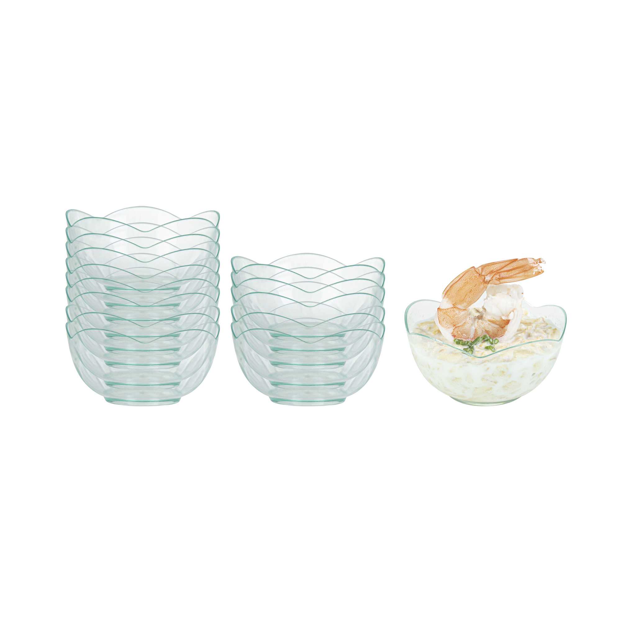 restaurantware Mini Serve 2 oz Round Seagreen Plastic Le Fleur Cup - 2 1/4" x 1 1/2" x 1 1/4" - 100 count box