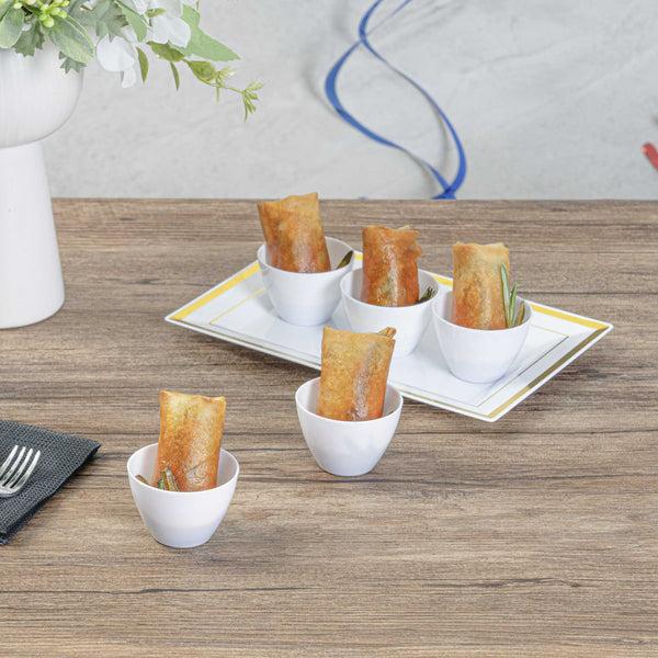 Restaurantware Mini Serve 2 Oz Round White Plastic Mini Tasting Bowl - 2" X 2" X 1 1/2" - 100 Count Box