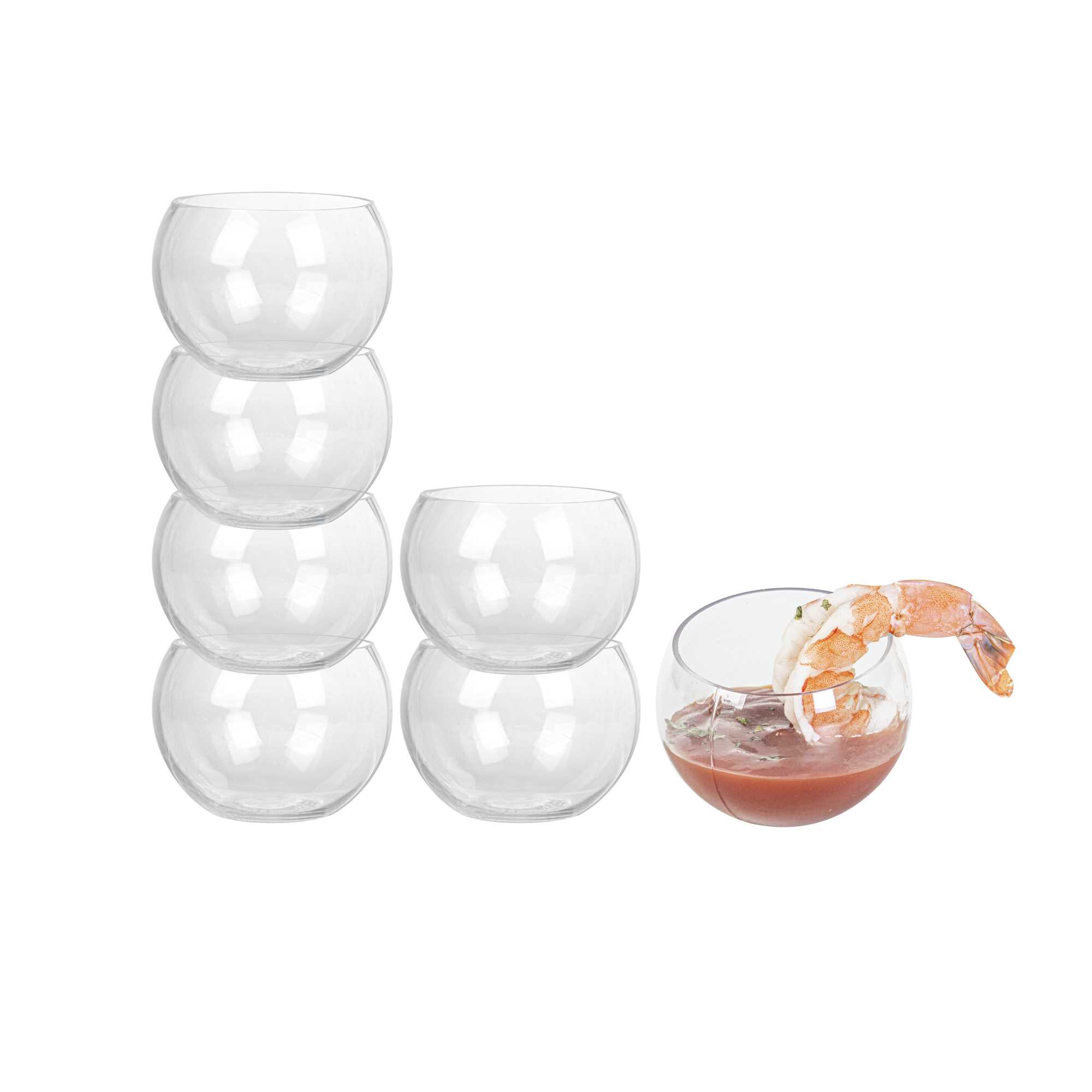 restaurantware Mini Serve 2 oz Sphere Clear Plastic Cup - 2 1/4" x 2 1/4" x 3 1/4" - 100 count box