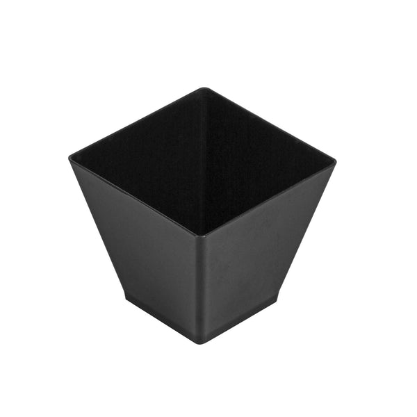 Restaurantware Mini Serve 2 Oz Square Black Plastic Mini Kova Cup - 2" X 2" X 1 3/4" - 100 Count Box