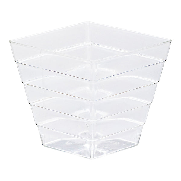 Restaurantware Mini Serve 2 Oz Square Clear Plastic Mini Apogee Kova Cup - 2" X 2" X 1 3/4" - 100 Count Box