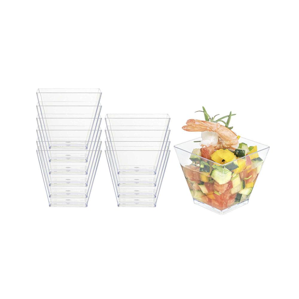 restaurantware Mini Serve 2 oz Square Clear Plastic Mini Kova Cup - 2" x 2" x 1 3/4" - 300 count box