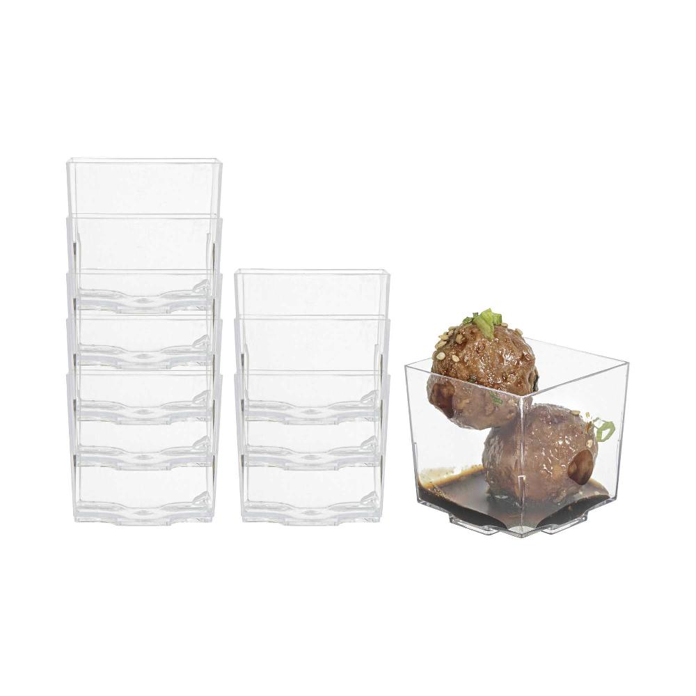 restaurantware Mini Serve 2 oz Square Clear Plastic Quadrato Cup - 1 3/4" x 1 3/4" x 1 1/2" - 100 count box