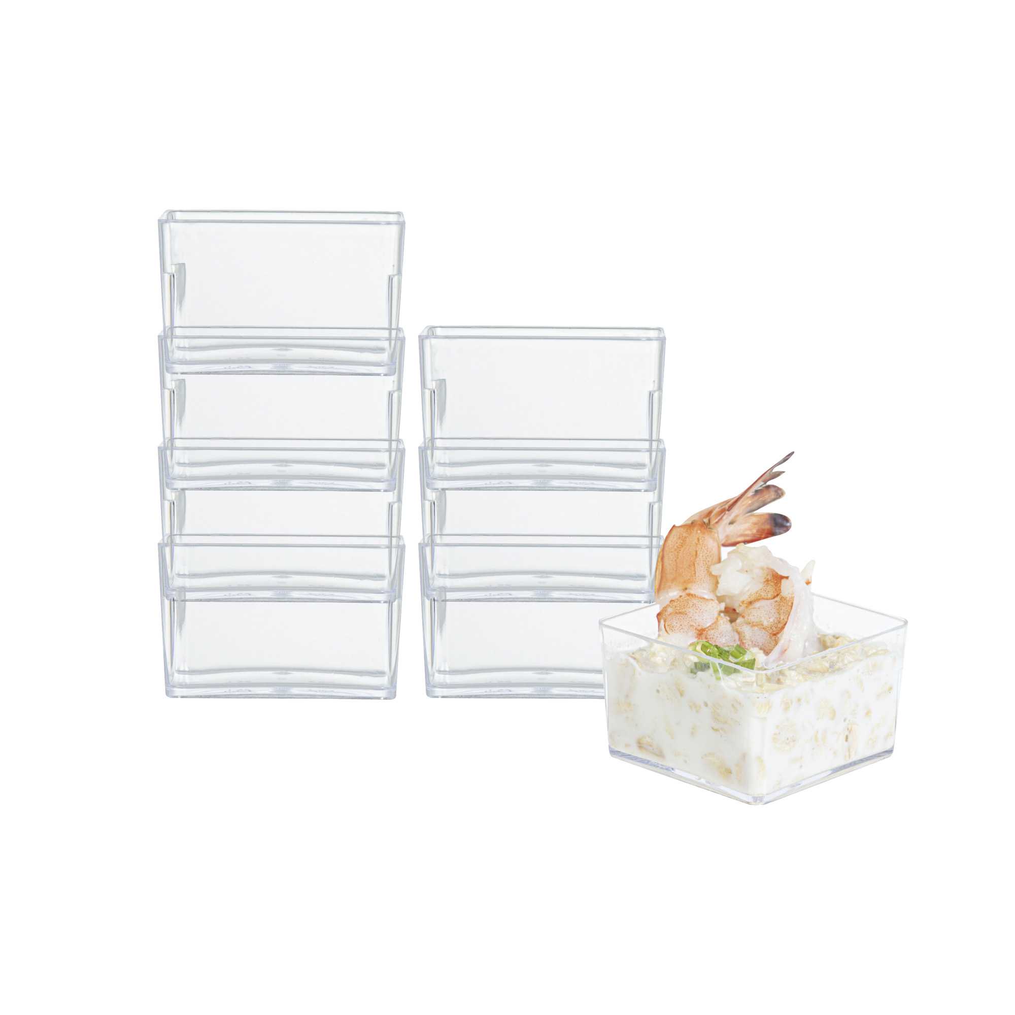 restaurantware Mini Serve 2 oz Square Clear Plastic Short Quadrato Cup - 1 3/4" x 1 3/4" x 1" - 100 count box