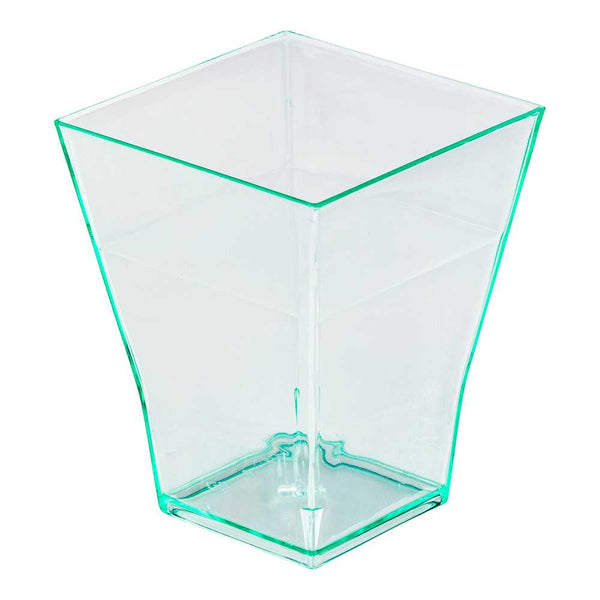 Restaurantware Mini Serve 2 Oz Square Seagreen Plastic Bonito Cup - 1 3/4" X 1 3/4" X 2 1/4" - 100 Count Box
