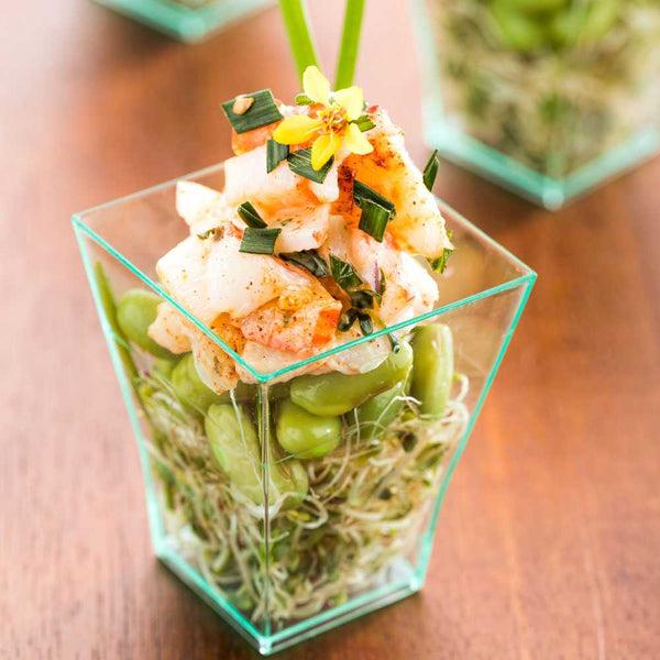 Restaurantware Mini Serve 2 Oz Square Seagreen Plastic Bonito Cup - 1 3/4" X 1 3/4" X 2 1/4" - 100 Count Box