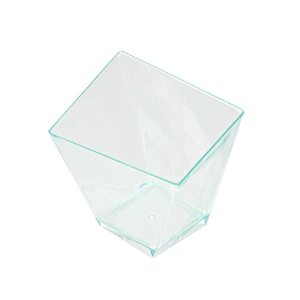 Restaurantware Mini Serve 2 Oz Square Seagreen Plastic Girata Dessert Dish - 2" X 2" X 1 3/4" - 100 Count Box