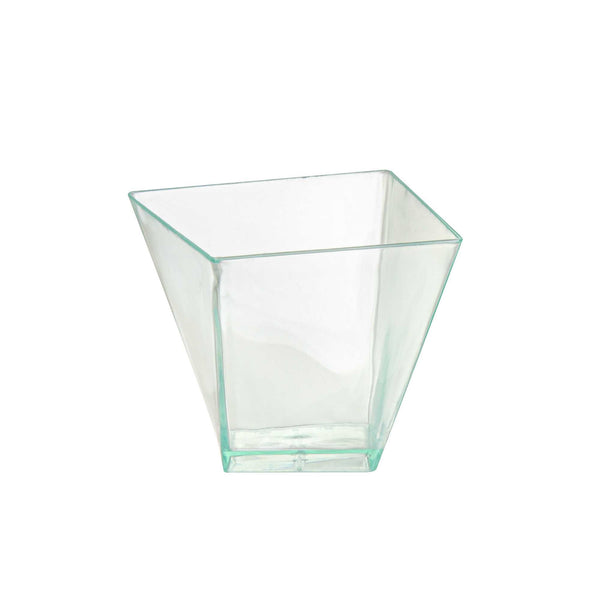 Restaurantware Mini Serve 2 Oz Square Seagreen Plastic Girata Dessert Dish - 2" X 2" X 1 3/4" - 100 Count Box