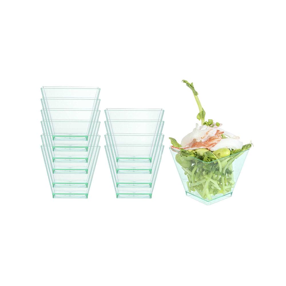 restaurantware Mini Serve 2 oz Square Seagreen Plastic Mini Kova Cup - 2" x 2" x 1 3/4" - 100 count box