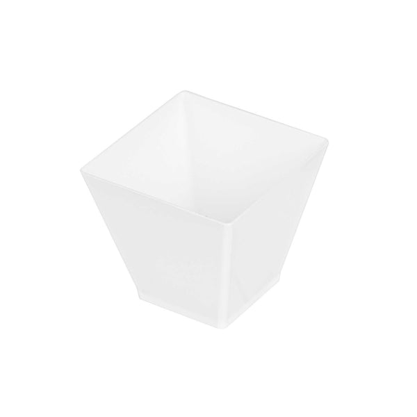 Restaurantware Mini Serve 2 Oz Square White Plastic Mini Kova Cup - 2" X 2" X 1 3/4" - 100 Count Box