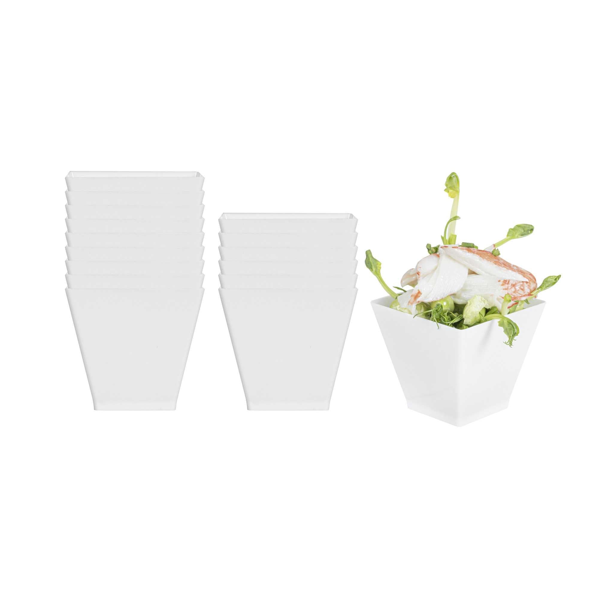 restaurantware Mini Serve 2 oz Square White Plastic Mini Kova Cup - 2" x 2" x 1 3/4" - 100 count box