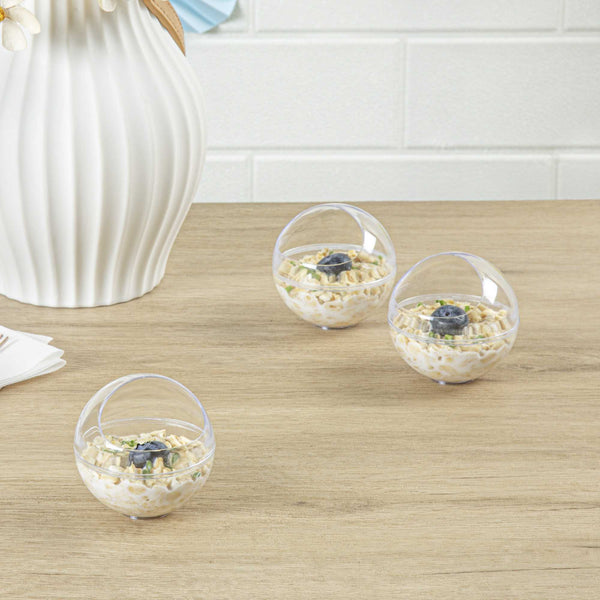 Restaurantware Mini Serve 3 Oz Round Clear Plastic Balloon Bowl - 2 1/2" X 2 1/2" X 2 1/2" - 100 Count Box