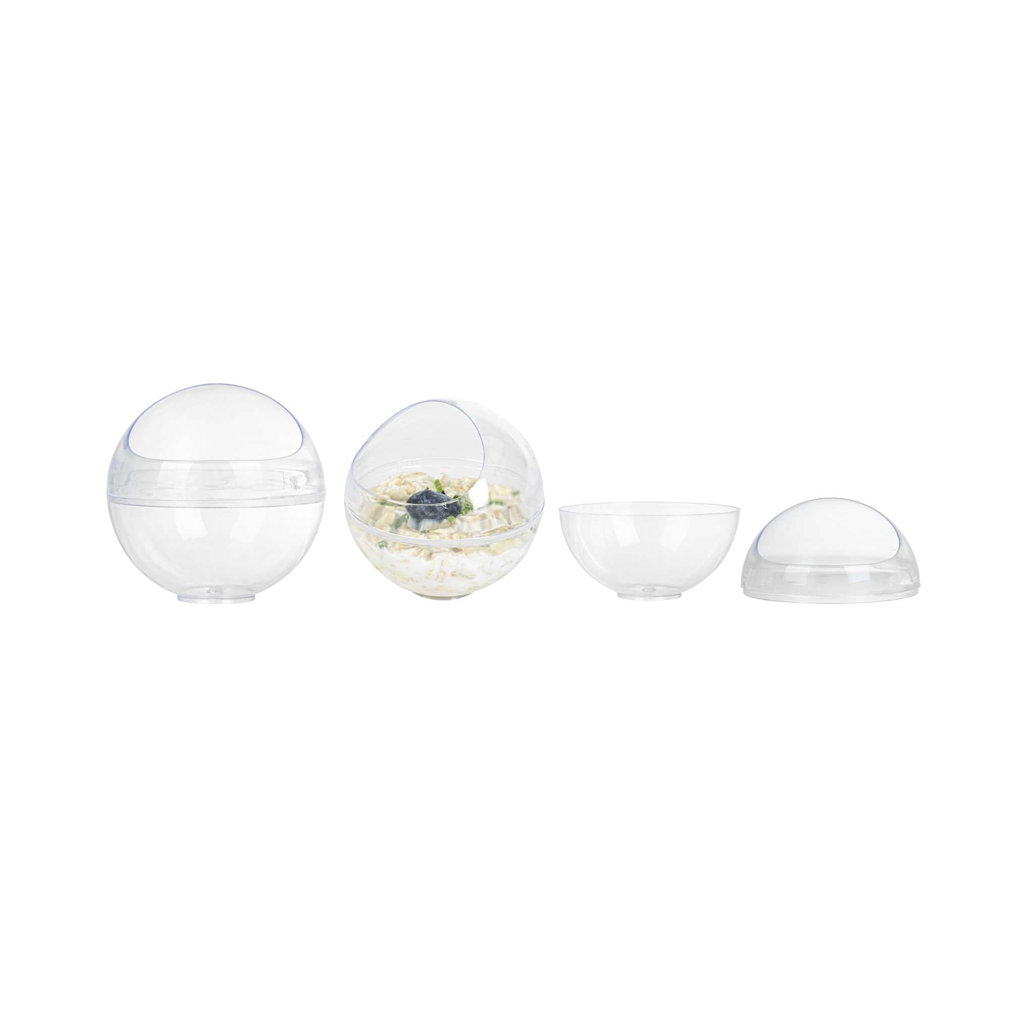 restaurantware Mini Serve 3 oz Round Clear Plastic Balloon Bowl - 2 1/2" x 2 1/2" x 2 1/2" - 100 count box