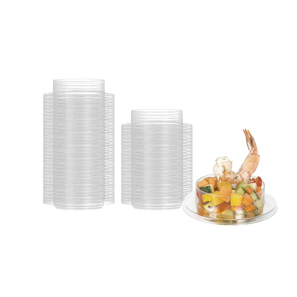 restaurantware Mini Serve 3 oz Round Clear Plastic Gastronomique Petri Dish - 3 1/4" x 3 1/4" x 1" - 100 count box