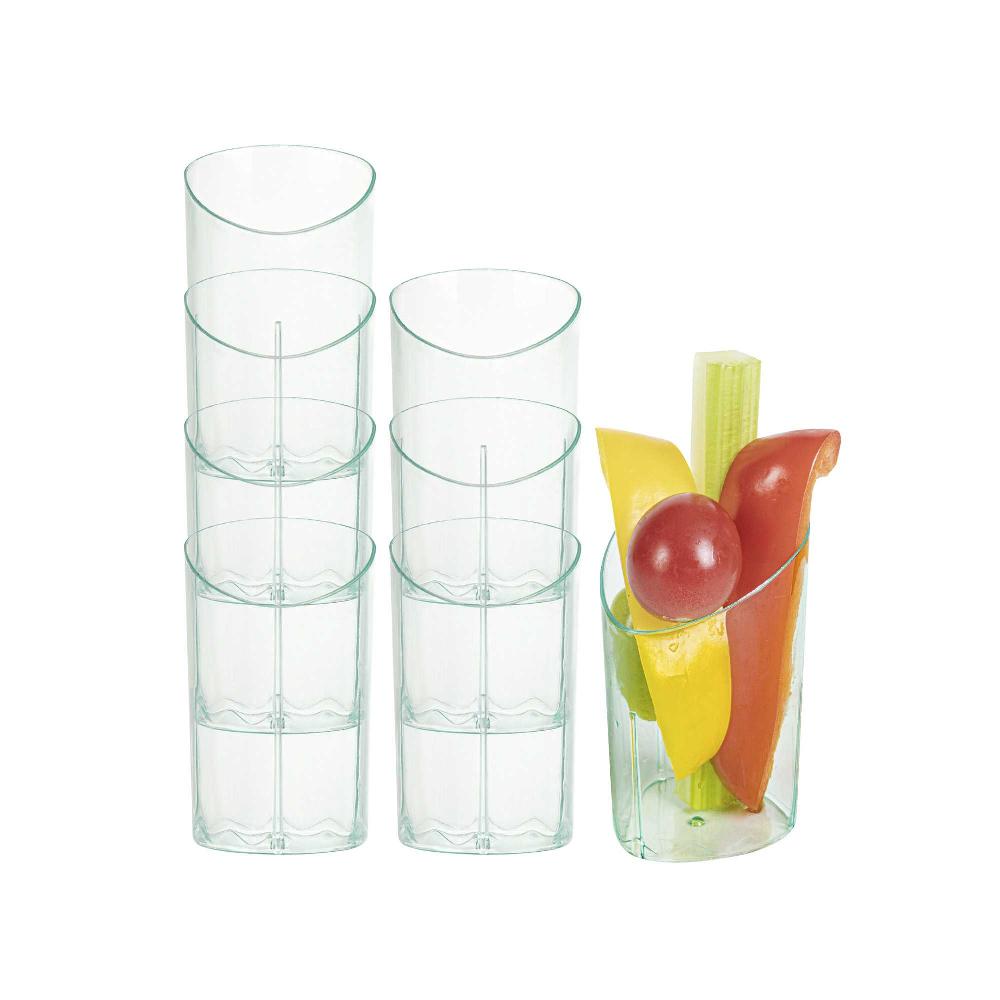 restaurantware Mini Serve 3 oz Seagreen Plastic Triangolo Shot Glass - 1 3/4" x 1 3/4" x 3" - 100 count box