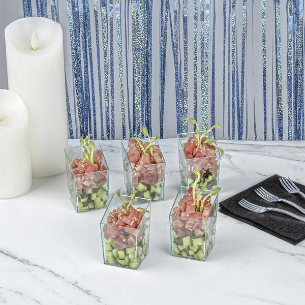 Restaurantware Mini Serve 3 Oz Square Seagreen Plastic Incline Cup - 1 3/4" X 1 3/4" X 2 3/4" - 100 Count Box