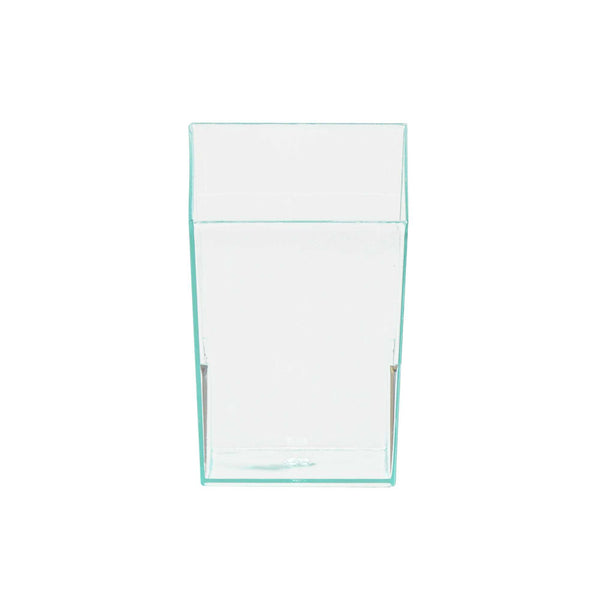 Restaurantware Mini Serve 3 Oz Square Seagreen Plastic Incline Cup - 1 3/4" X 1 3/4" X 2 3/4" - 100 Count Box