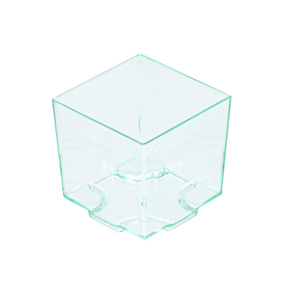 Restaurantware Mini Serve 3 Oz Square Seagreen Plastic Quadrato Cup - 1 3/4" X 1 1/2" X 1 3/4" - 100 Count Box