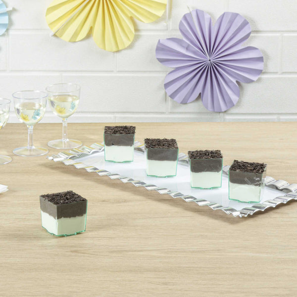 Restaurantware Mini Serve 3 Oz Square Seagreen Plastic Quadrato Cup - 1 3/4" X 1 1/2" X 1 3/4" - 100 Count Box