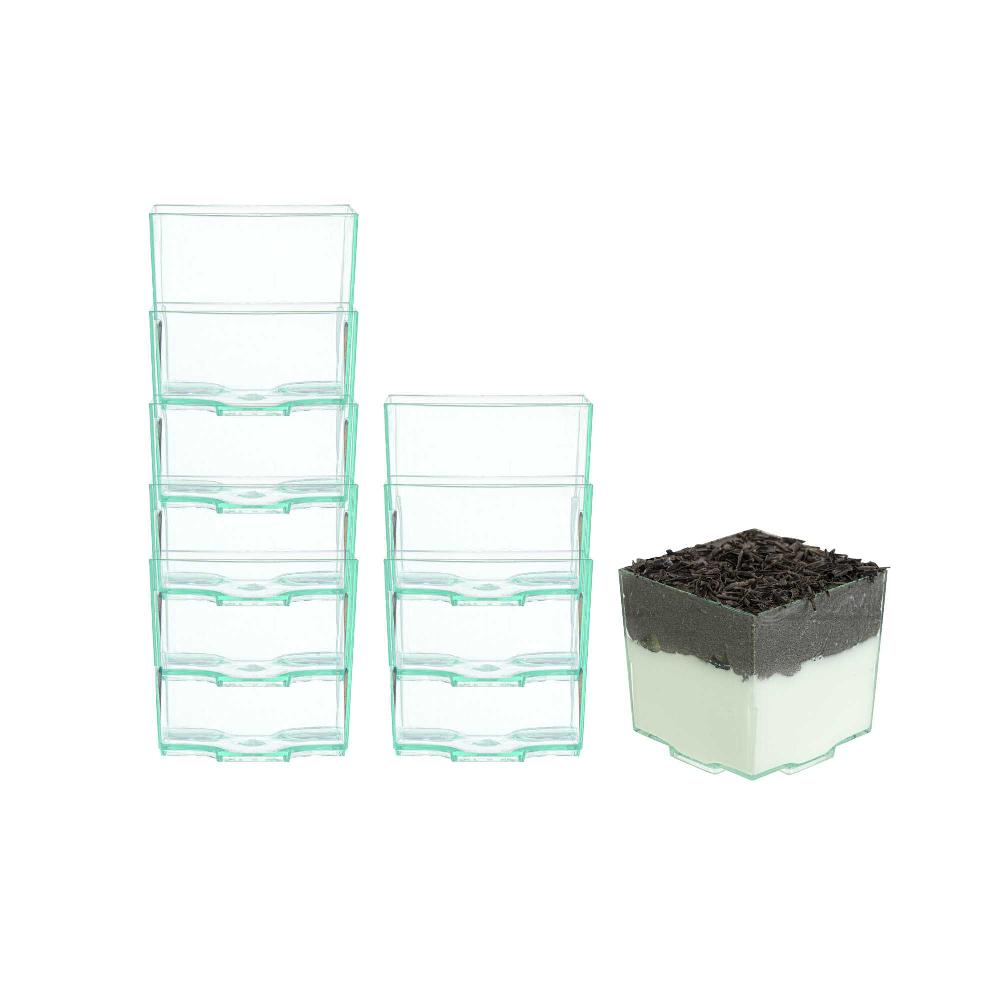 restaurantware Mini Serve 3 oz Square Seagreen Plastic Quadrato Cup - 1 3/4" x 1 1/2" x 1 3/4" - 100 count box